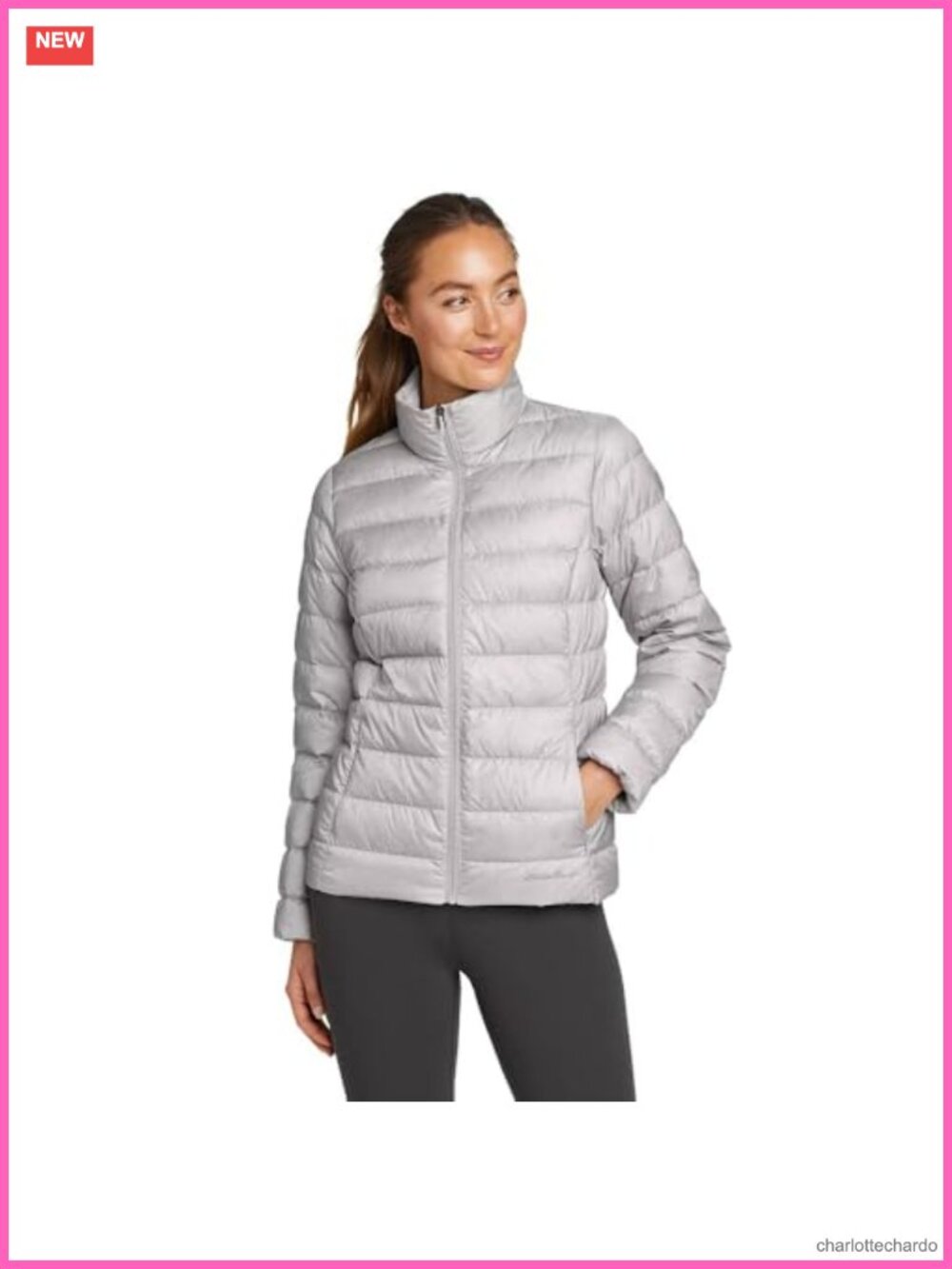 Recycled Nylon Ultralight Packable Down Jacket Quilted Long Sleeve